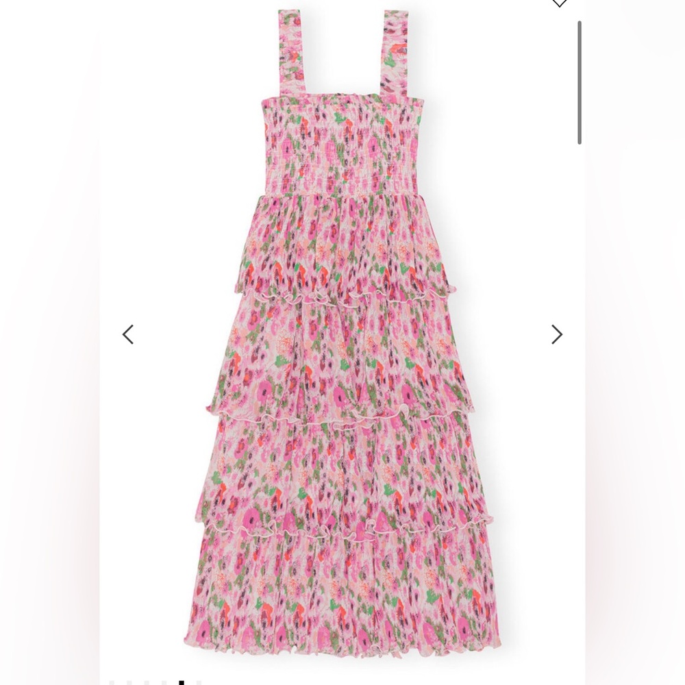 Ganni Pleated Georgette Dress